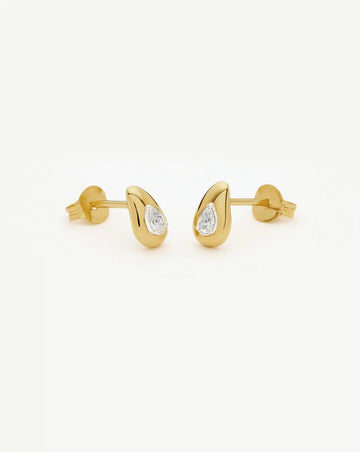 Molten Teardrop Diamond Stud Earrings | 18ct Gold Vermeil/Lab grown Diamond Earrings Missoma 