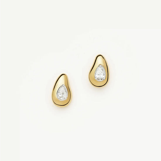 Molten Teardrop Diamond Stud Earrings | 18ct Gold Vermeil/Lab grown Diamond Earrings Missoma 
