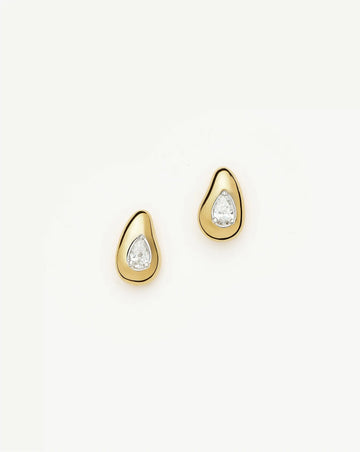 Molten Teardrop Diamond Stud Earrings | 18ct Gold Vermeil/Lab grown Diamond Earrings Missoma 