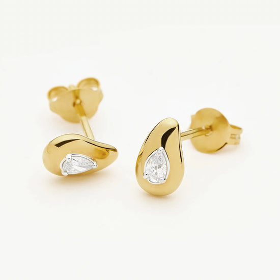 Molten Teardrop Diamond Stud Earrings | 18ct Gold Vermeil/Lab grown Diamond Earrings Missoma 
