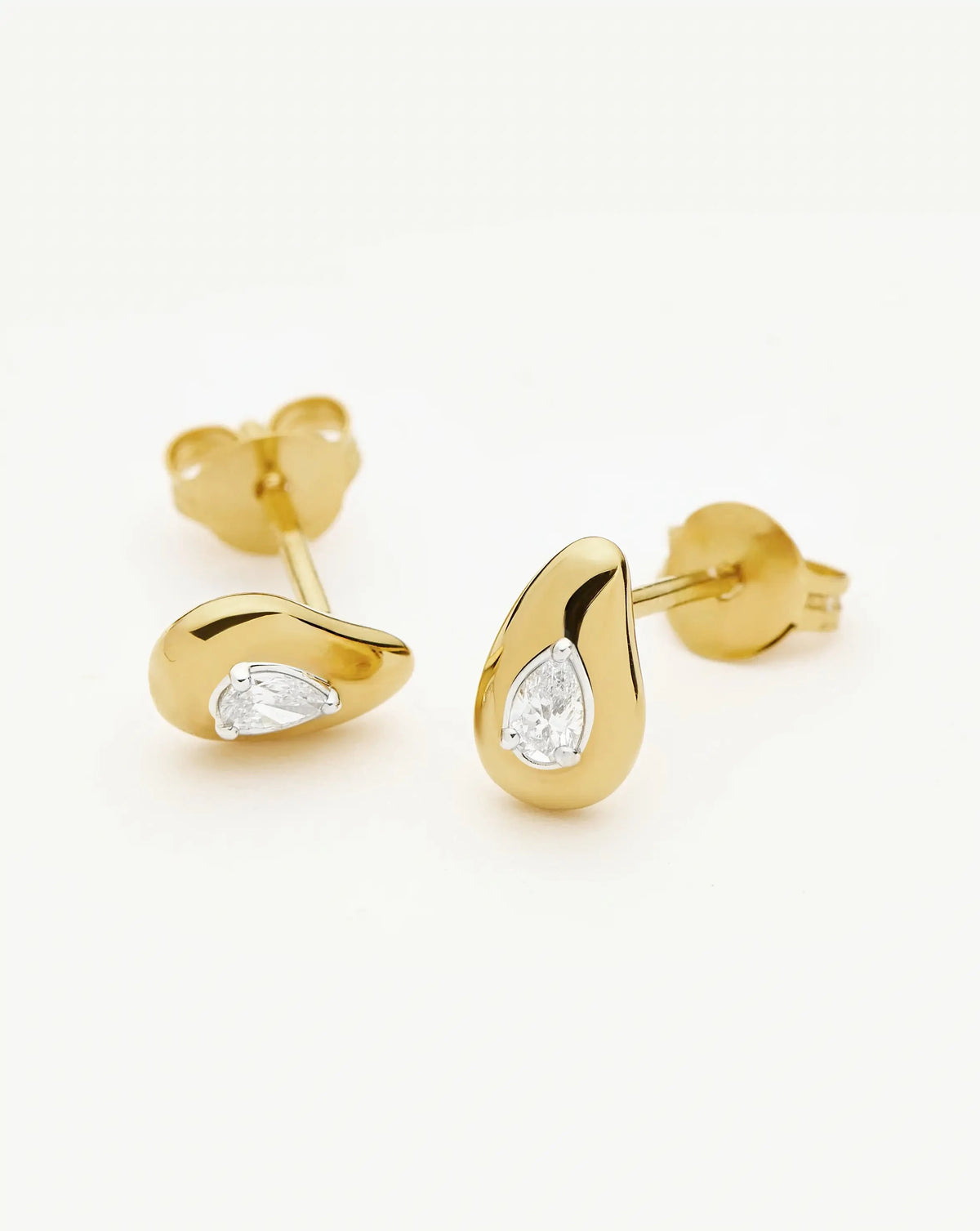 Molten Teardrop Diamond Stud Earrings | 18ct Gold Vermeil/Lab grown Diamond Earrings Missoma 