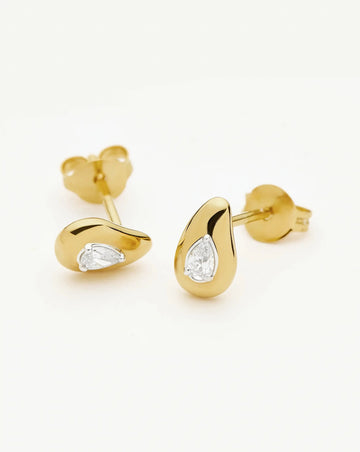 Molten Teardrop Diamond Stud Earrings | 18ct Gold Vermeil/Lab grown Diamond Earrings Missoma 