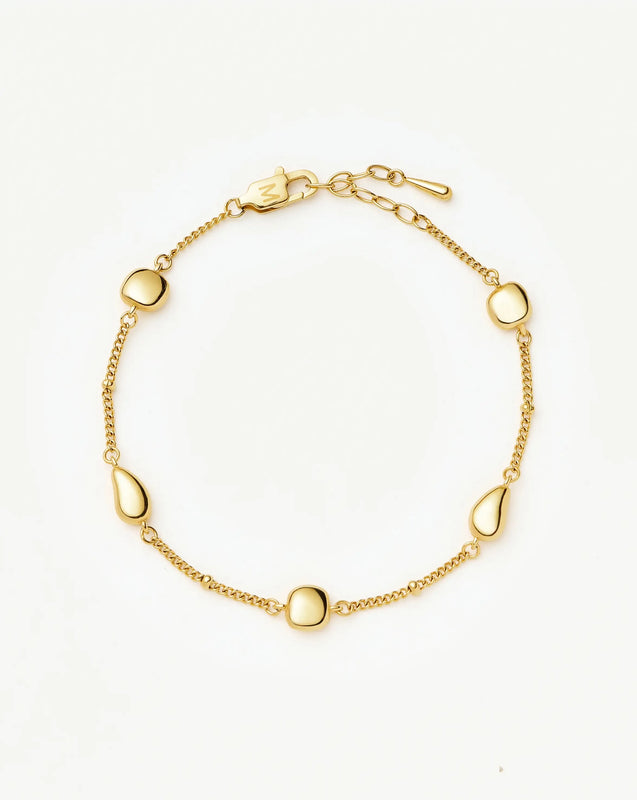Molten Teardrop Multi Charm Bracelet | 18ct Gold Plated