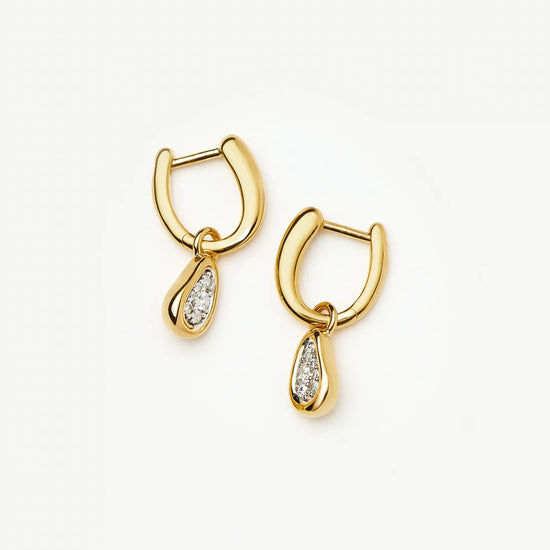 Molten Teardrop Pavé Charm Hoop Earrings | 18ct Gold Plated/Cubic Zirconia Earrings Missoma 