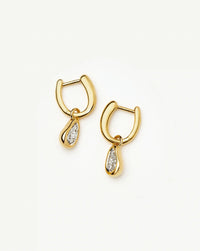 Molten Teardrop Pavé Charm Hoop Earrings | 18ct Gold Plated/Cubic Zirconia Earrings Missoma 