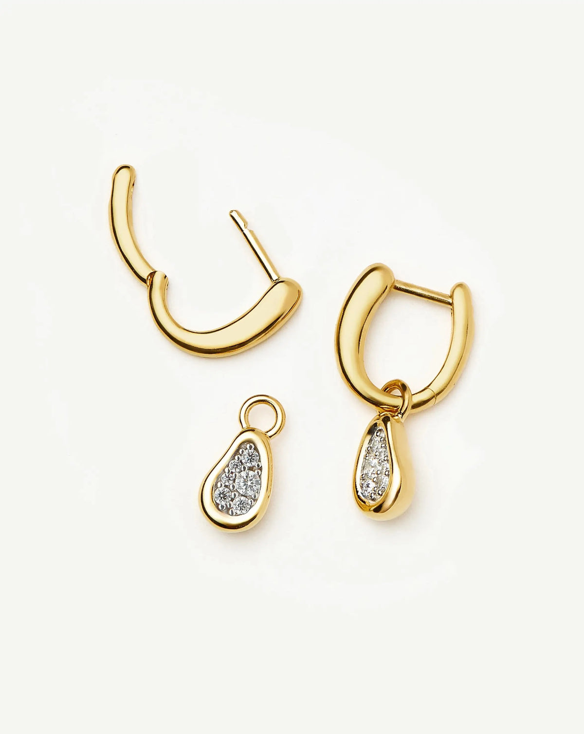 Molten Teardrop Pavé Charm Hoop Earrings | 18ct Gold Plated/Cubic Zirconia Earrings Missoma 