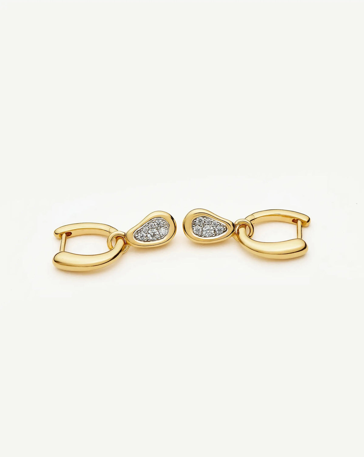 Molten Teardrop Pavé Charm Hoop Earrings | 18ct Gold Plated/Cubic Zirconia Earrings Missoma 