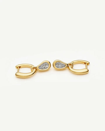 Molten Teardrop Pavé Charm Hoop Earrings | 18ct Gold Plated/Cubic Zirconia Earrings Missoma 