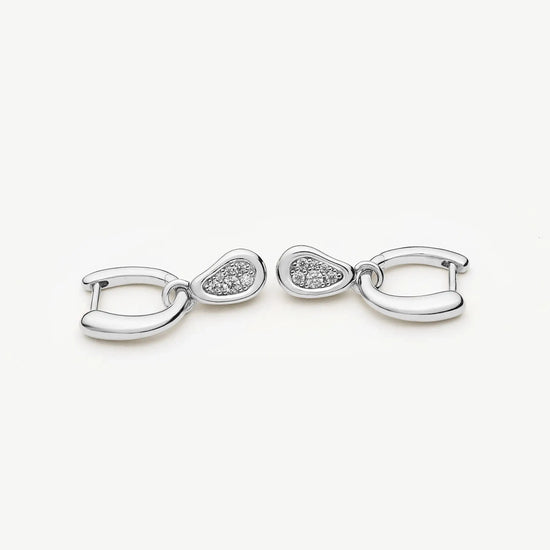 Molten Teardrop Pavé Charm Hoop Earrings | Silver Plated/Cubic Zirconia Earrings Missoma 