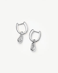 Molten Teardrop Pavé Charm Hoop Earrings | Silver Plated/Cubic Zirconia Earrings Missoma 