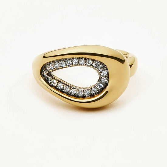 Molten Teardrop Pavé Cocktail Ring | 18ct Gold Plated/Cubic Zirconia Rings Missoma 