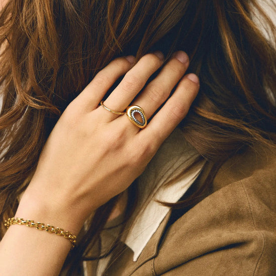 Molten Teardrop Pavé Cocktail Ring | 18ct Gold Plated/Cubic Zirconia Rings Missoma 