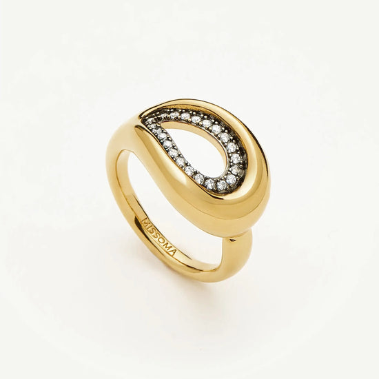 Molten Teardrop Pavé Cocktail Ring | 18ct Gold Plated/Cubic Zirconia Rings Missoma 