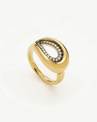 Molten Teardrop Pavé Cocktail Ring | 18ct Gold Plated/Cubic Zirconia Rings Missoma 