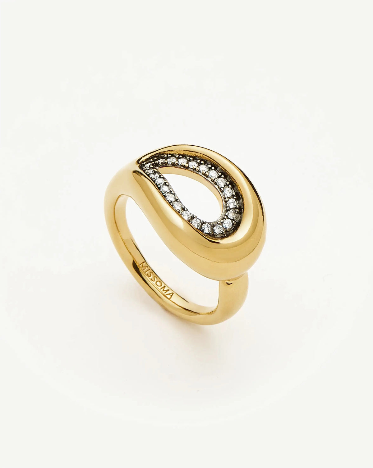 Molten Teardrop Pavé Cocktail Ring | 18ct Gold Plated/Cubic Zirconia Rings Missoma 