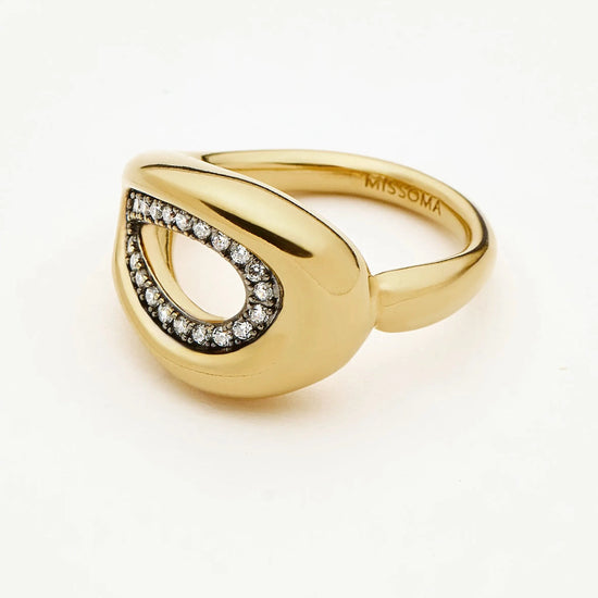 Molten Teardrop Pavé Cocktail Ring | 18ct Gold Plated/Cubic Zirconia Rings Missoma 