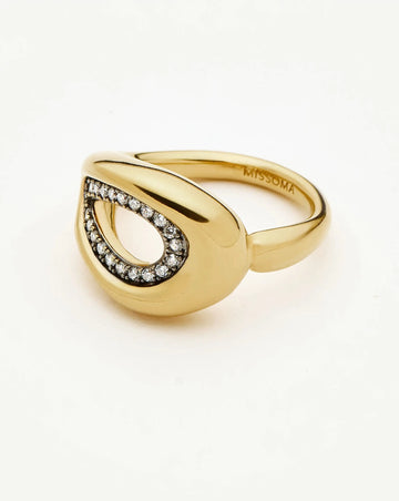 Molten Teardrop Pavé Cocktail Ring | 18ct Gold Plated/Cubic Zirconia Rings Missoma 