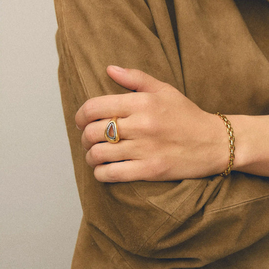 Molten Teardrop Pavé Cocktail Ring | 18ct Gold Plated/Cubic Zirconia Rings Missoma 