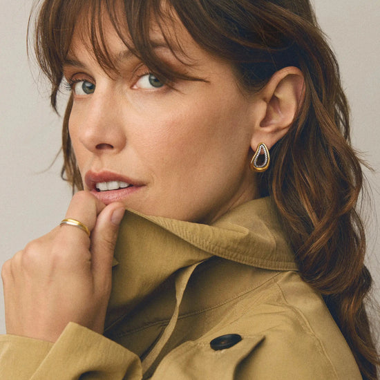 Molten Teardrop Pavé Hoop Earrings | 18ct Gold Plated/Cubic Zirconia Earrings Missoma 