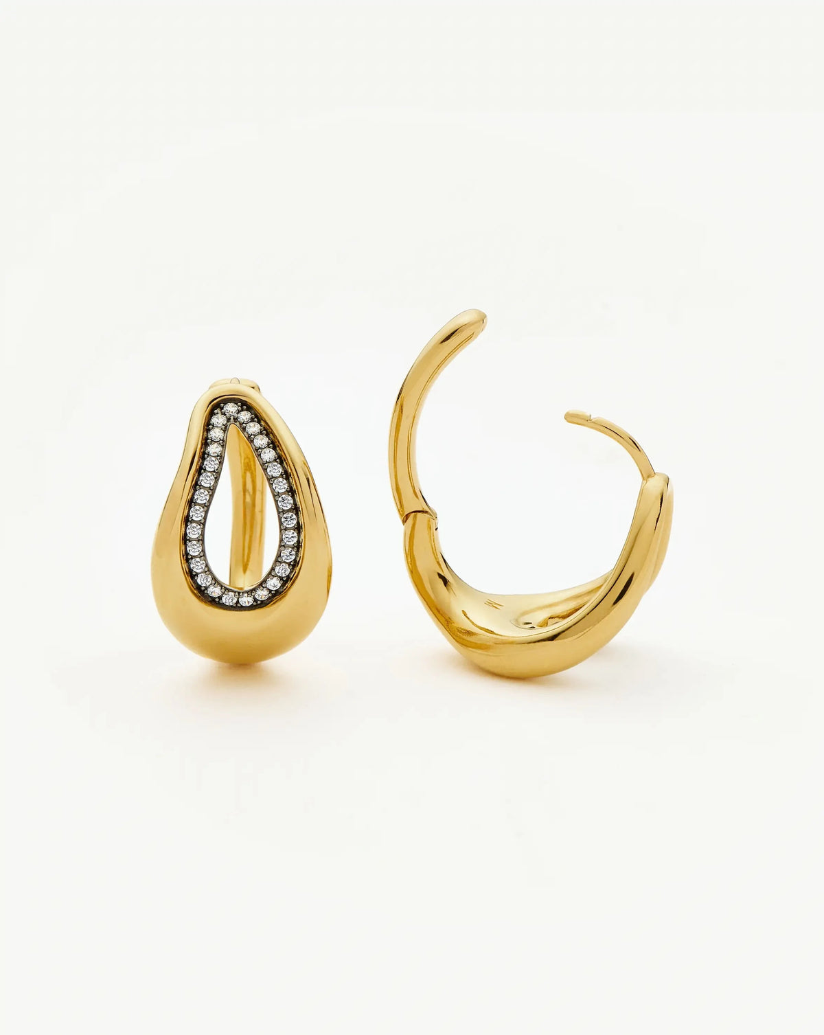 Molten Teardrop Pavé Hoop Earrings | 18ct Gold Plated/Cubic Zirconia Earrings Missoma 