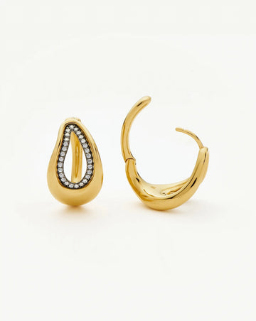 Molten Teardrop Pavé Hoop Earrings | 18ct Gold Plated/Cubic Zirconia Earrings Missoma 