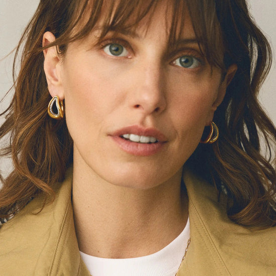 Molten Teardrop Pavé Hoop Earrings | 18ct Gold Plated/Cubic Zirconia Earrings Missoma 