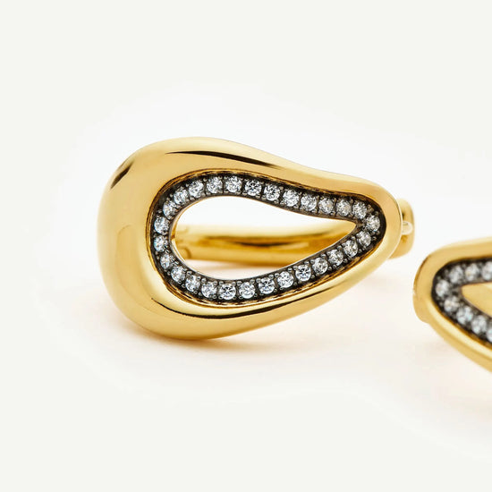 Molten Teardrop Pavé Hoop Earrings | 18ct Gold Plated/Cubic Zirconia Earrings Missoma 