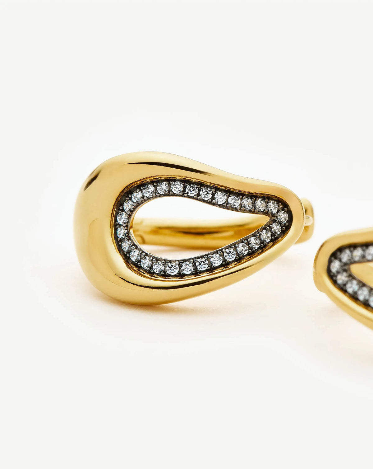 Molten Teardrop Pavé Hoop Earrings | 18ct Gold Plated/Cubic Zirconia Earrings Missoma 