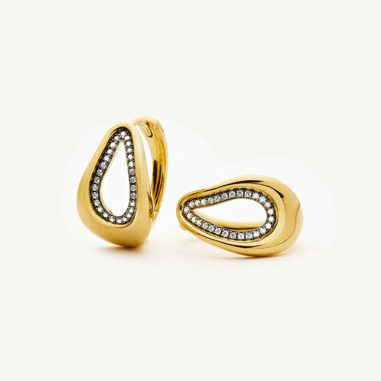 Molten Teardrop Pavé Hoop Earrings | 18ct Gold Plated/Cubic Zirconia Earrings Missoma 