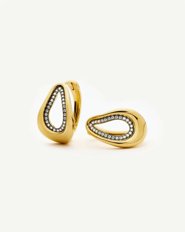 Molten Teardrop Pavé Hoop Earrings | 18ct Gold Plated/Cubic Zirconia