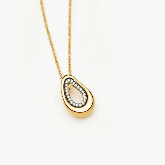 Molten Teardrop Pavé Pendant Necklace | 18ct Gold Plated/Cubic Zirconia Necklaces Missoma 