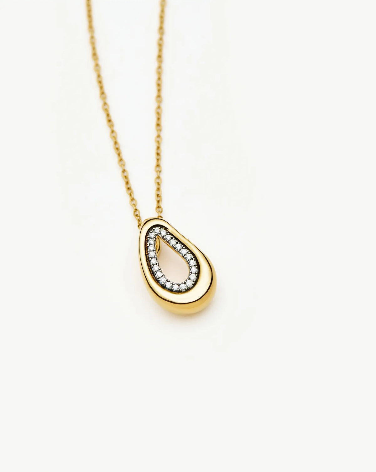 Molten Teardrop Pavé Pendant Necklace | 18ct Gold Plated/Cubic Zirconia Necklaces Missoma 