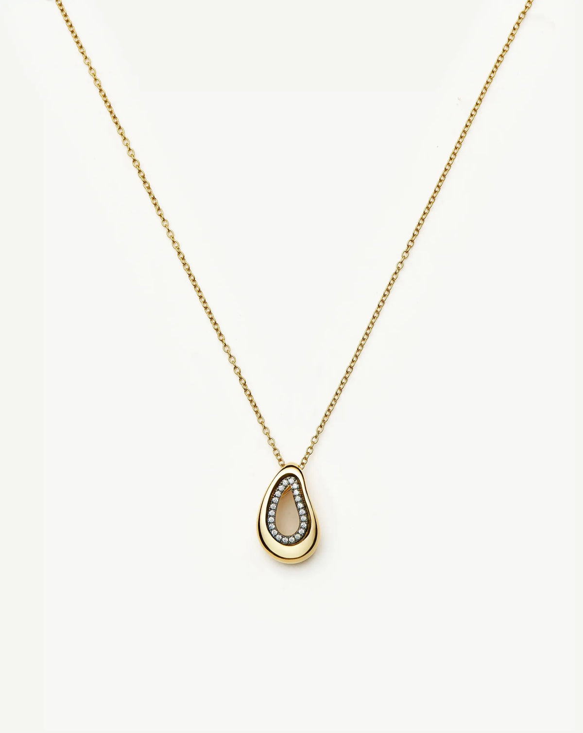 Molten Teardrop Pavé Pendant Necklace | 18ct Gold Plated/Cubic Zirconia Necklaces Missoma 