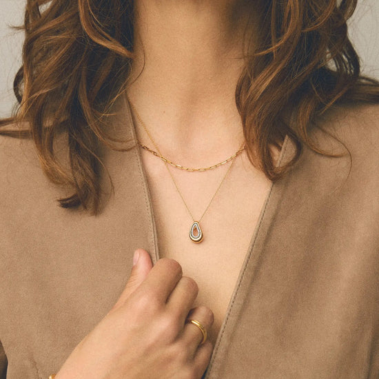 Molten Teardrop Pavé Pendant Necklace | 18ct Gold Plated/Cubic Zirconia Necklaces Missoma 
