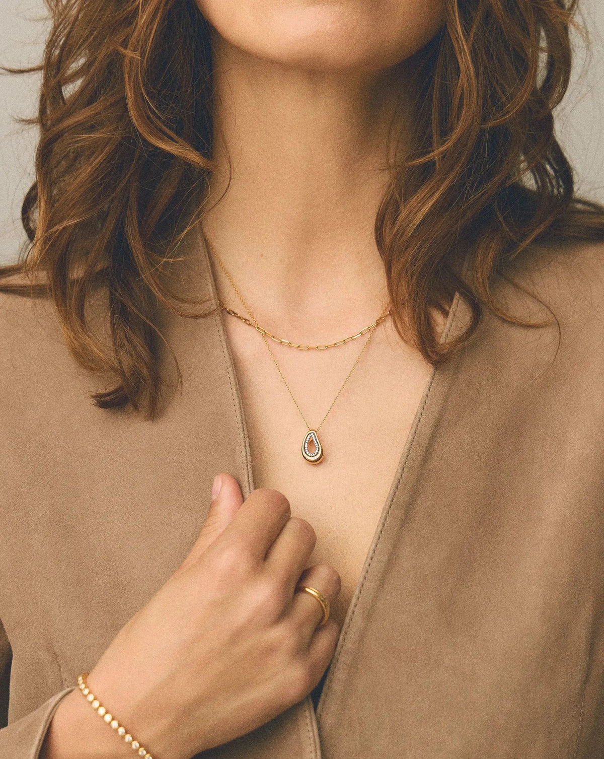 Molten Teardrop Pavé Pendant Necklace | 18ct Gold Plated/Cubic Zirconia Necklaces Missoma 