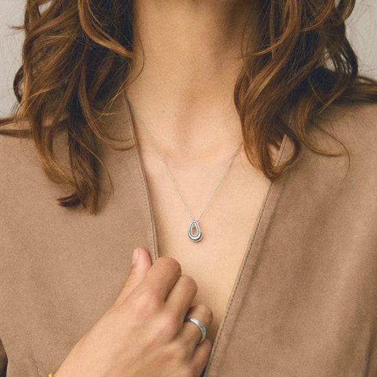 Molten Teardrop Pavé Pendant Necklace | Silver Plated/Cubic Zirconia Necklaces Missoma 