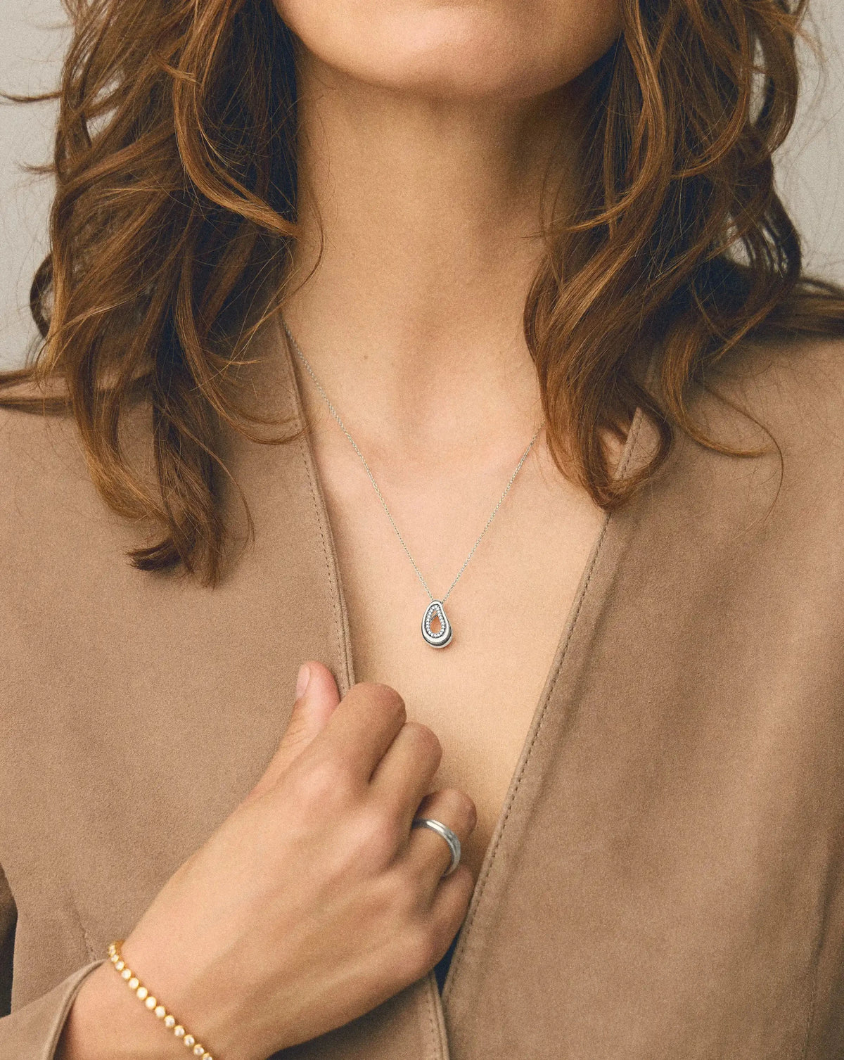 Molten Teardrop Pavé Pendant Necklace | Silver Plated/Cubic Zirconia Necklaces Missoma 