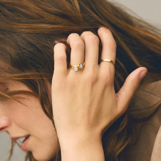 Molten Teardrop Pavé Ring | 18ct Gold Plated/Cubic Zirconia Rings Missoma 