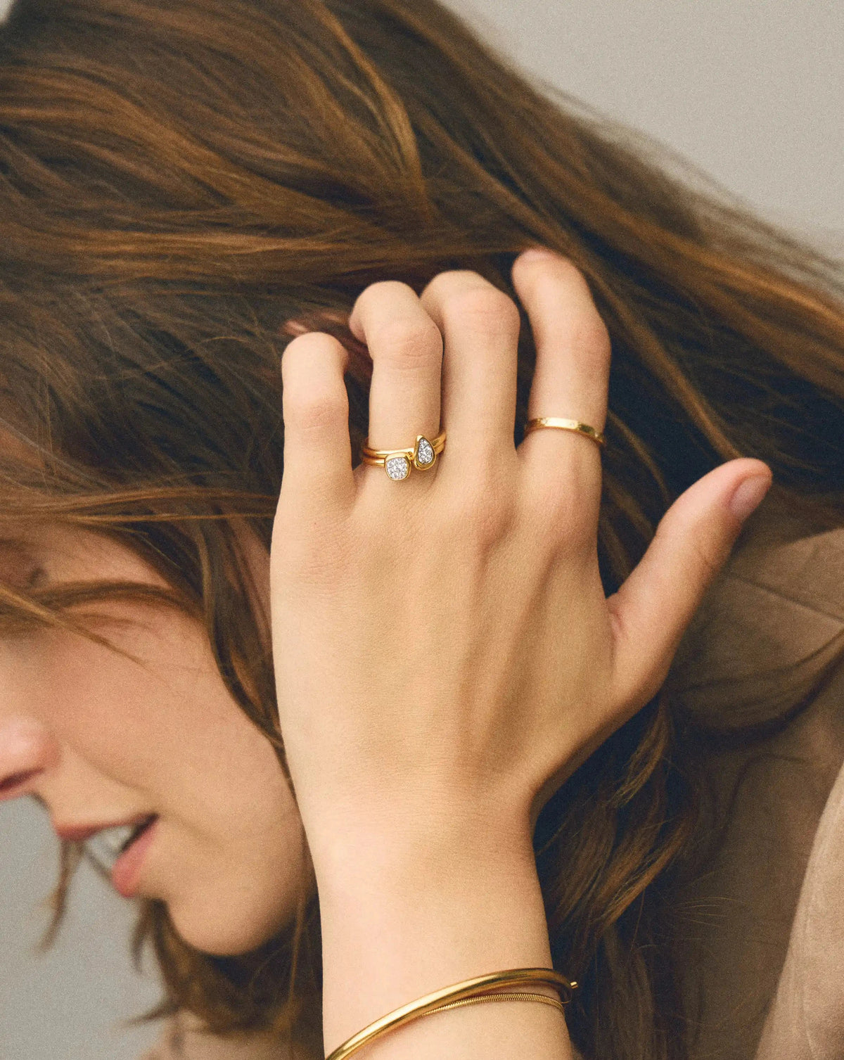 Molten Teardrop Pavé Ring | 18ct Gold Plated/Cubic Zirconia Rings Missoma 