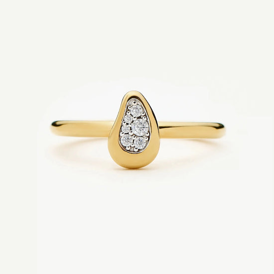 Molten Teardrop Pavé Ring | 18ct Gold Plated/Cubic Zirconia Rings Missoma 