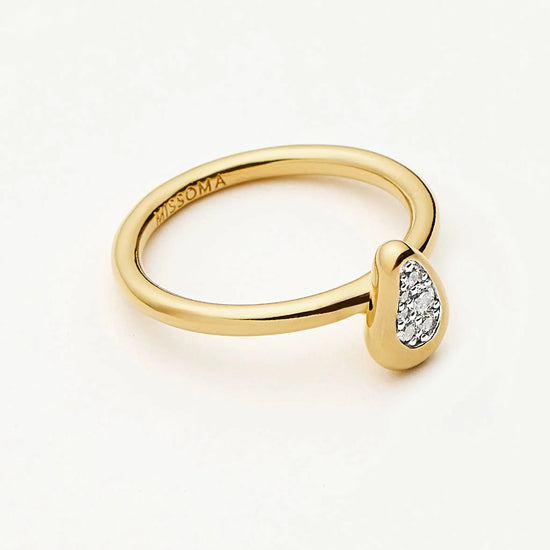 Molten Teardrop Pavé Ring | 18ct Gold Plated/Cubic Zirconia Rings Missoma 