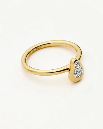 Molten Teardrop Pavé Ring | 18ct Gold Plated/Cubic Zirconia Rings Missoma 