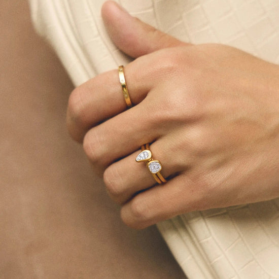 Molten Teardrop Pavé Ring | 18ct Gold Plated/Cubic Zirconia Rings Missoma 