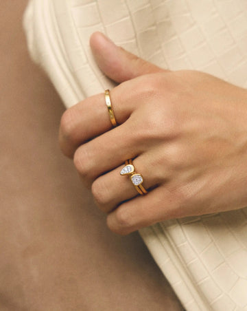 Molten Teardrop Pavé Ring | 18ct Gold Plated/Cubic Zirconia Rings Missoma 