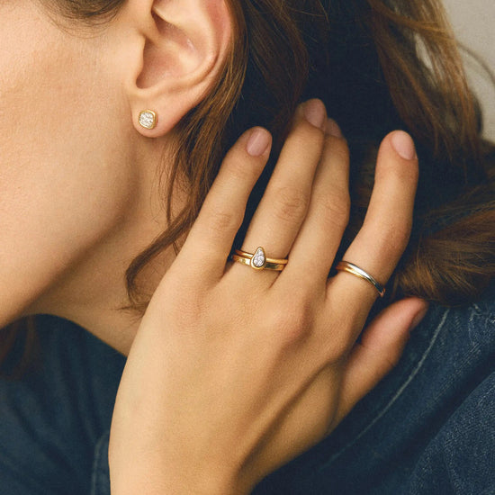 Molten Teardrop Pavé Ring | 18ct Gold Plated/Cubic Zirconia Rings Missoma 