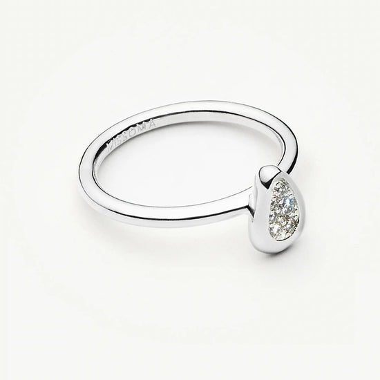 Molten Teardrop Pavé Ring | Silver Plated/Cubic Zirconia Rings Missoma 