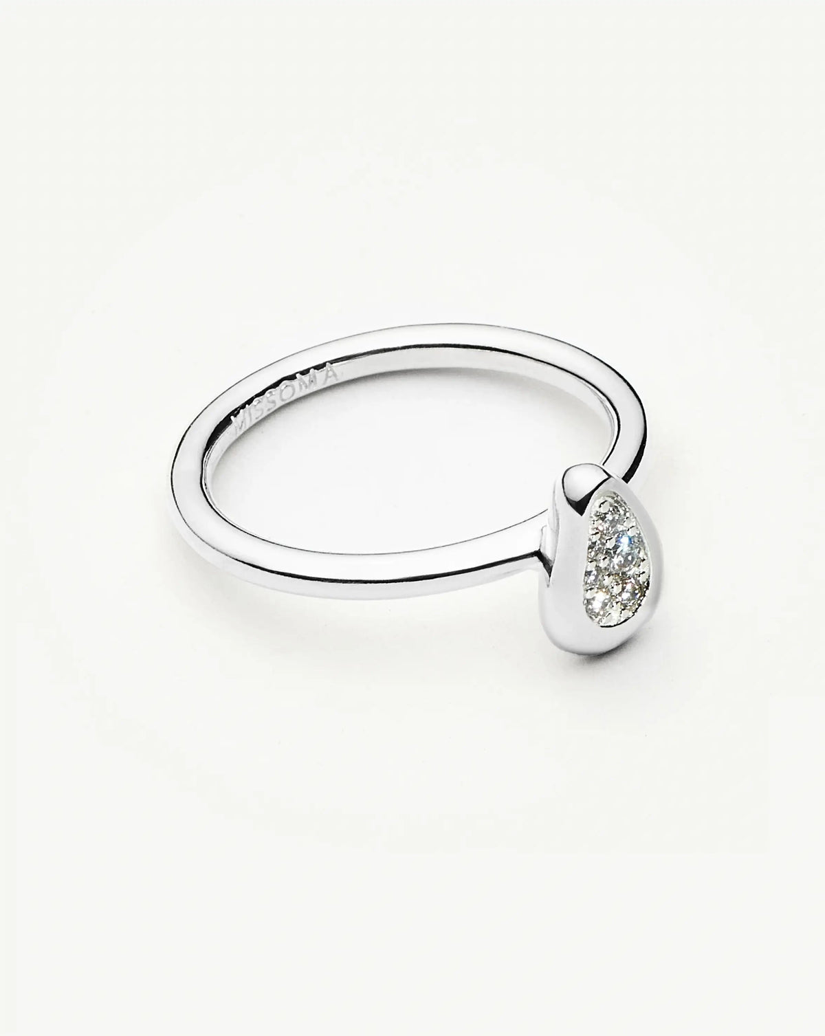 Molten Teardrop Pavé Ring | Silver Plated/Cubic Zirconia Rings Missoma 