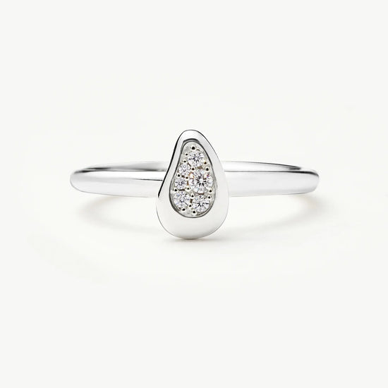 Molten Teardrop Pavé Ring | Silver Plated/Cubic Zirconia Rings Missoma 