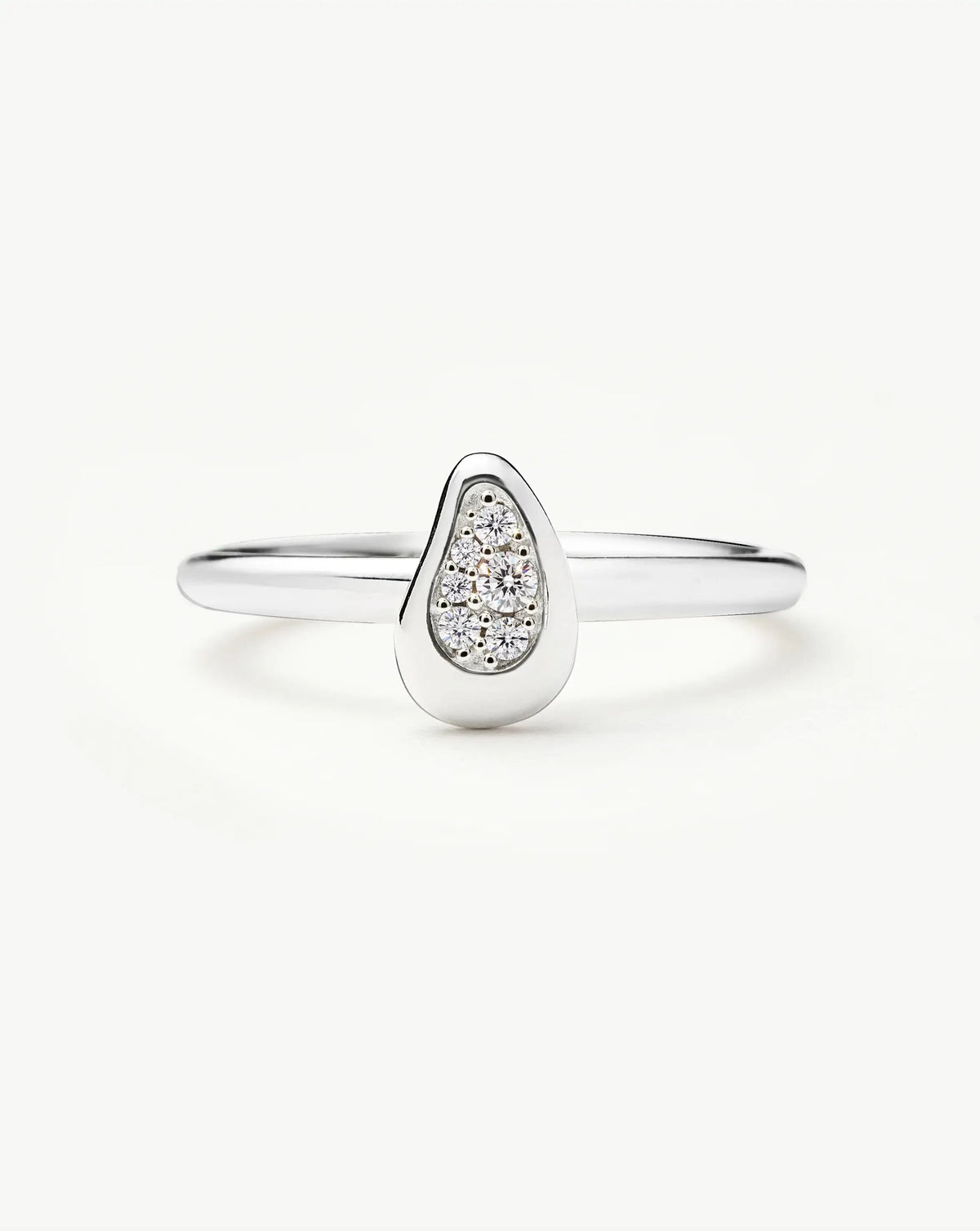 Molten Teardrop Pavé Ring | Silver Plated/Cubic Zirconia Rings Missoma 