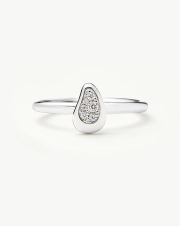 Molten Teardrop Pavé Ring | Silver Plated/Cubic Zirconia Rings Missoma 